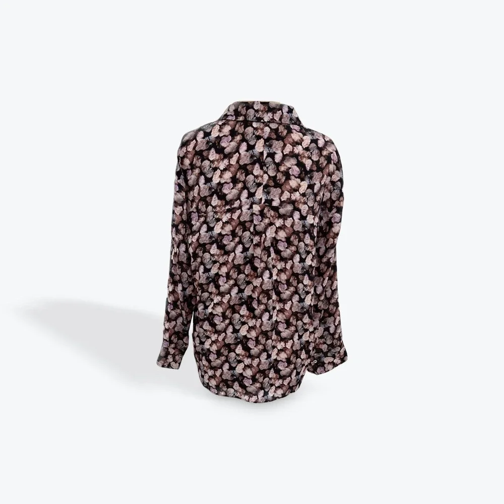 Vince Floral Print Silk Long Sleeve Button Up Blouse Top Womens XS - Picture 2 of 9